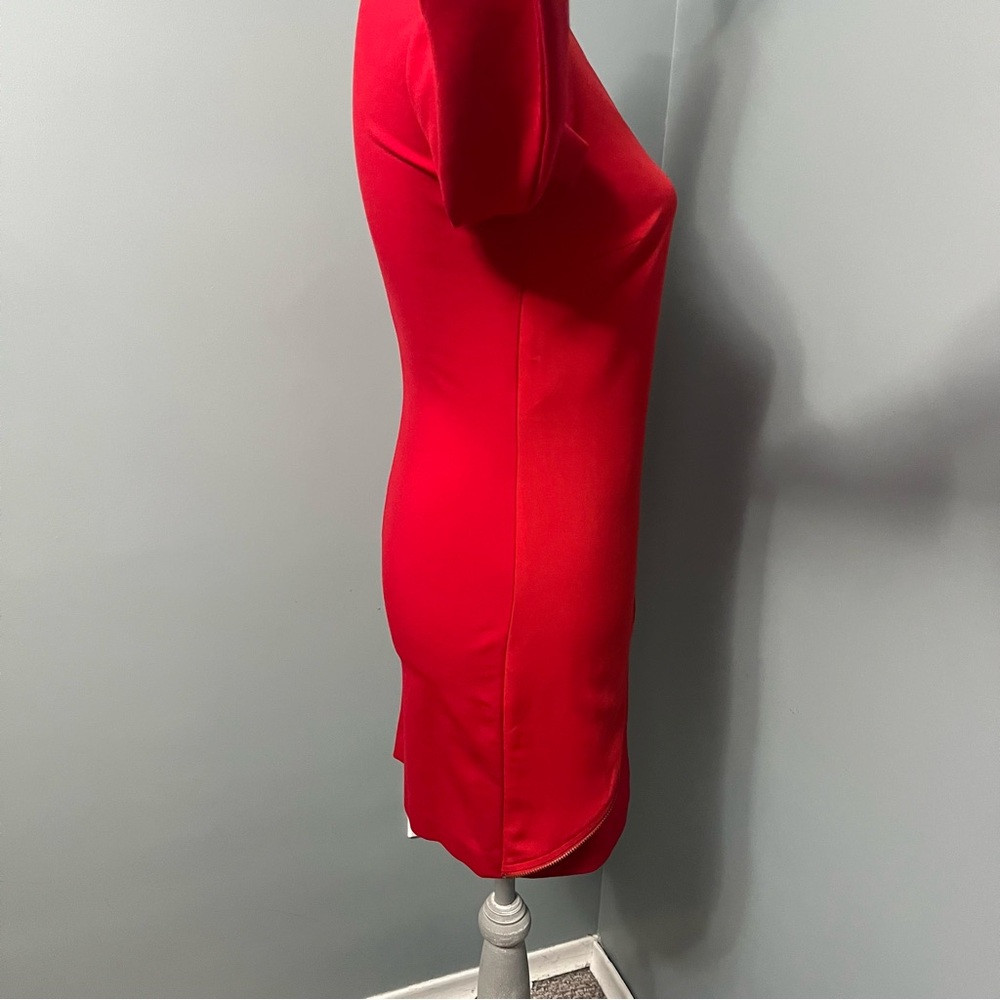 TED BAKER LONDON US size 2 Edlyn Red front Zipper draped mini cocktail dress - Picture 9 of 16